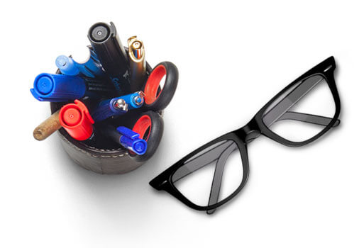 Pens and glasses